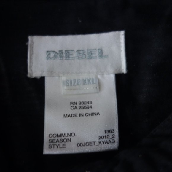 Diesel Black Button Down Long Sleeve 00JCET_KYAAG 100% Cotton Shirt Size XXL - Picture 6 of 12